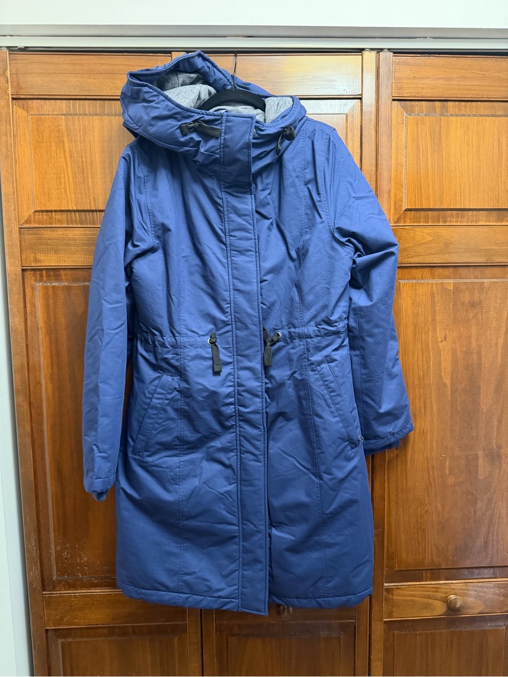 Women's Navy Hooded Winter Coat Organic
